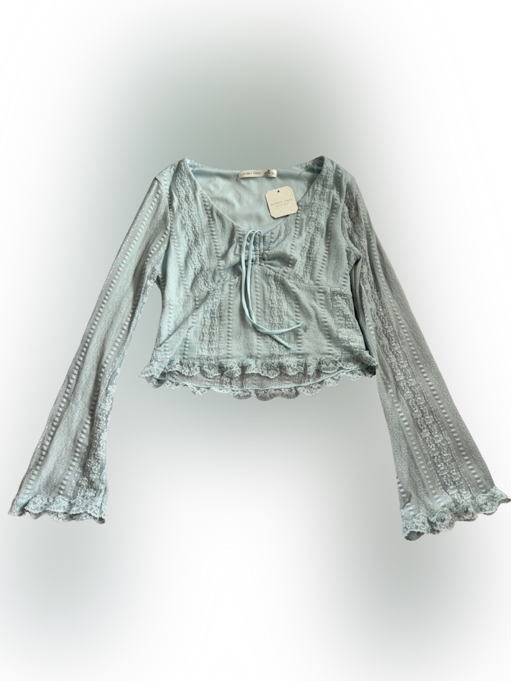 Altar'd State Boston Bell Sleeve Blue Lace Top